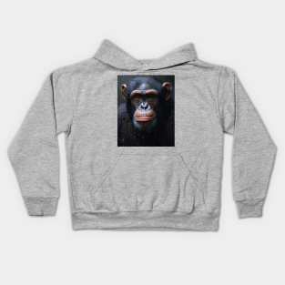 Oil Paint, Hyperrealism, Amazing Zoo Chimpanzee Kids Hoodie